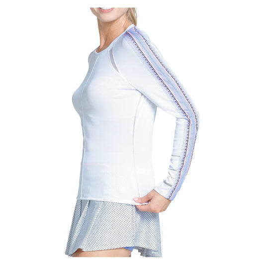 Women's Lavender Love Long Sleeve Tennis Top White