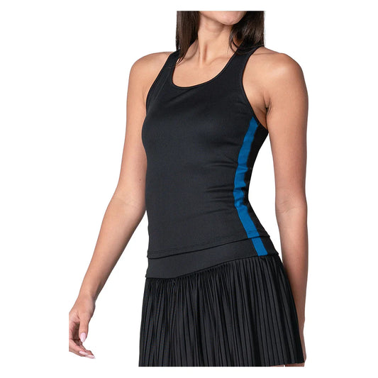 Women's Racer Rib Tennis Tank Black