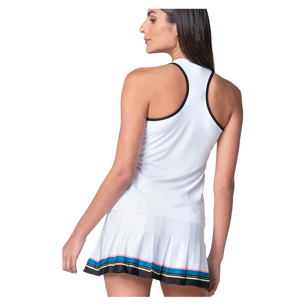 Women's Stripe Hype Tennis Tank with Bra White