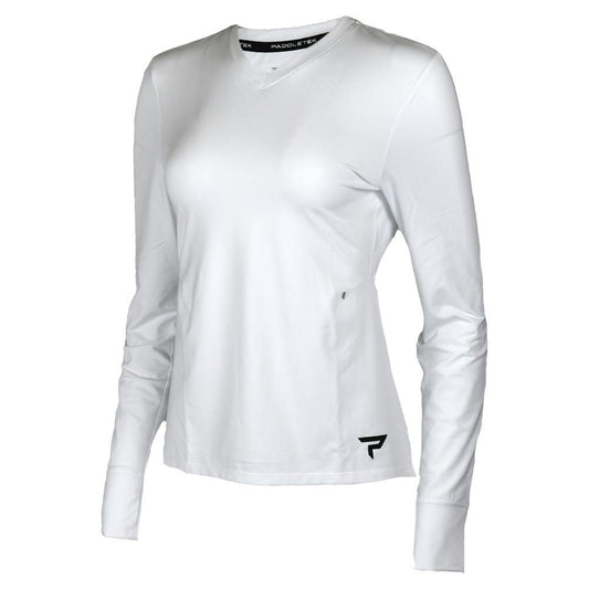 Womens Long Sleeve Performance Tennis Top White and Black