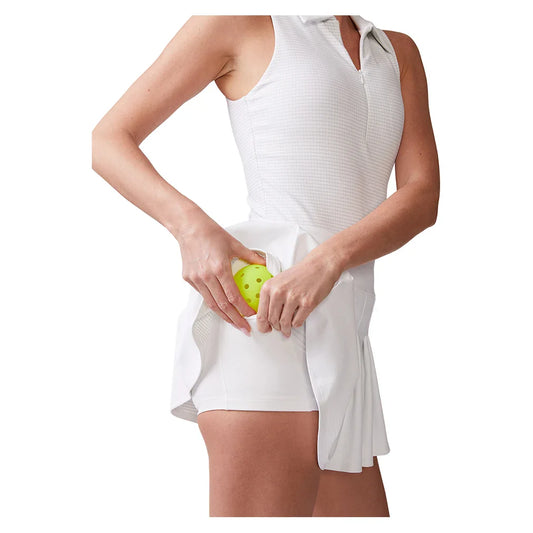 Women's Sleeveless Ottoman Knit Tennis Dress White