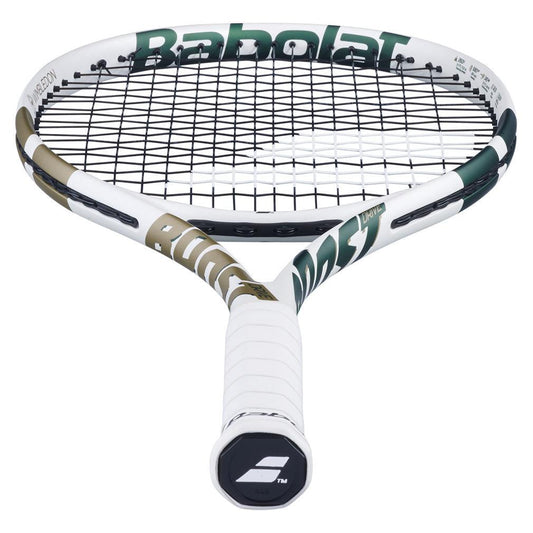 Boost Wimbledon Prestrung Tennis Racquet White and Gold - Bell Racket Store