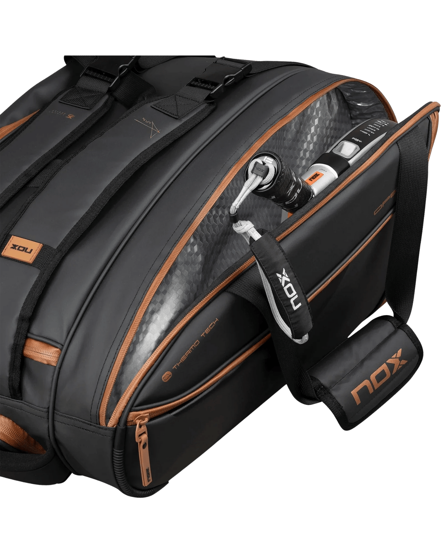 Nox LUXURY OPEN Series Black/Brown Padel Bag - Bell Racket Store