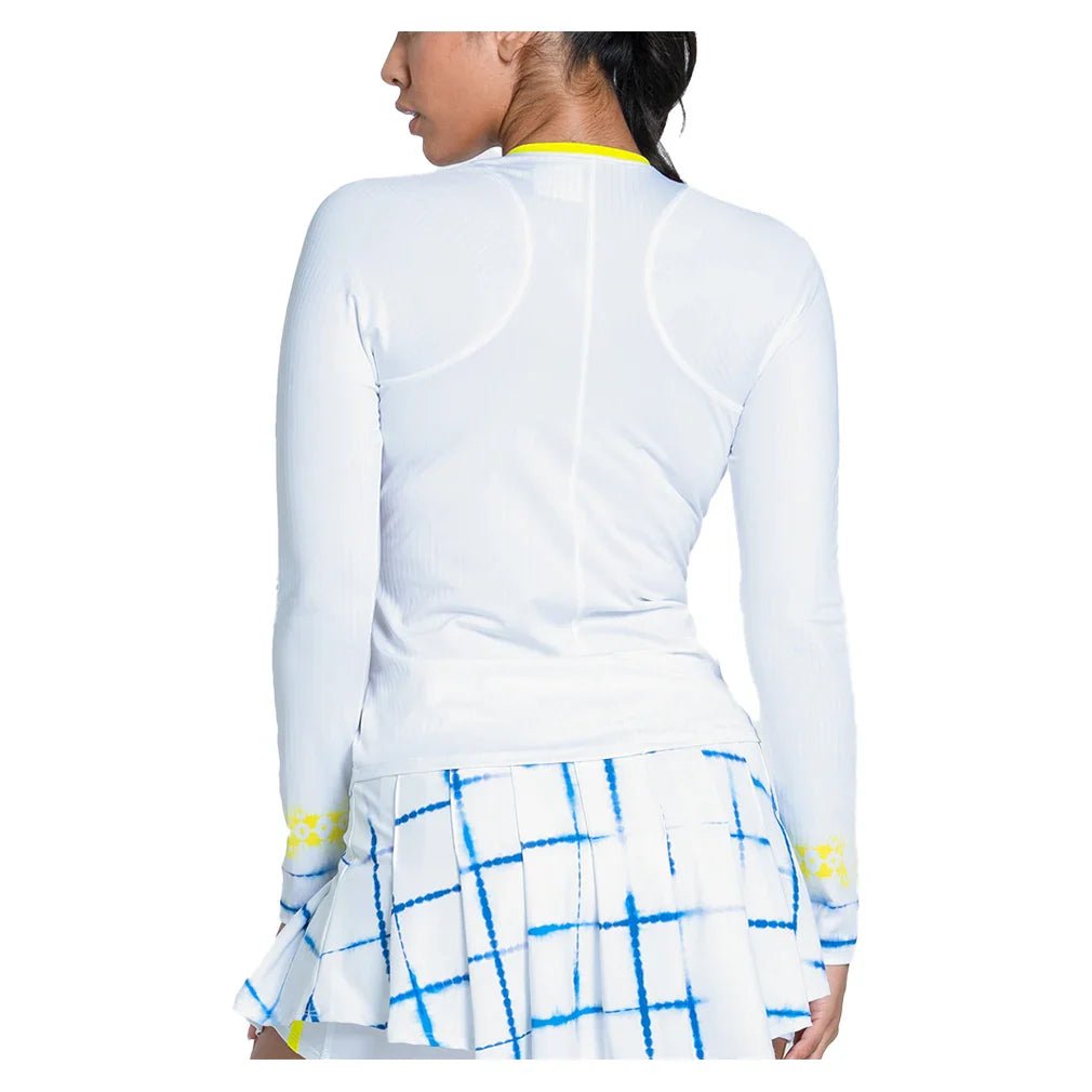 Women's Shibori Wave Long Sleeve Tennis Top White - Bell Racket Store