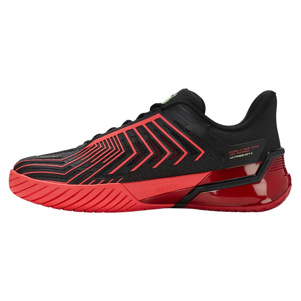 Men's Ultrashot 4 Tennis Shoes Black and Neon Lava
