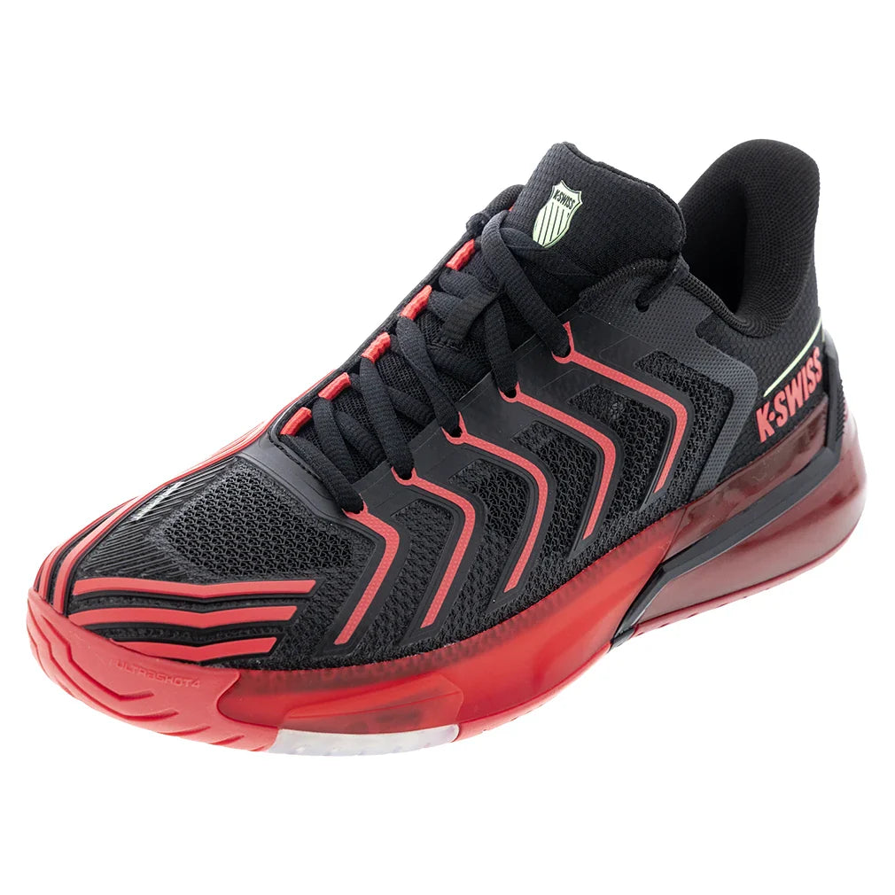 Men's Ultrashot 4 Tennis Shoes Black and Neon Lava