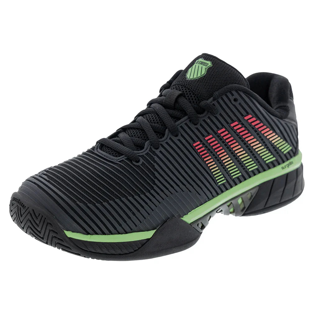 Men's Hypercourt Express 2 Tennis Shoes Black and Soft Neon Green