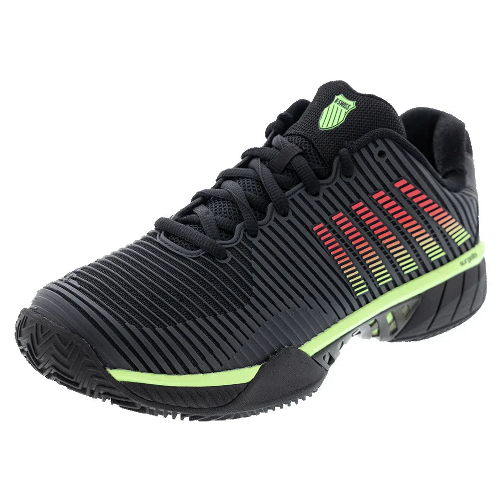 Men's Hypercourt Express 2 Clay Tennis Shoes Black and Soft Neon Green