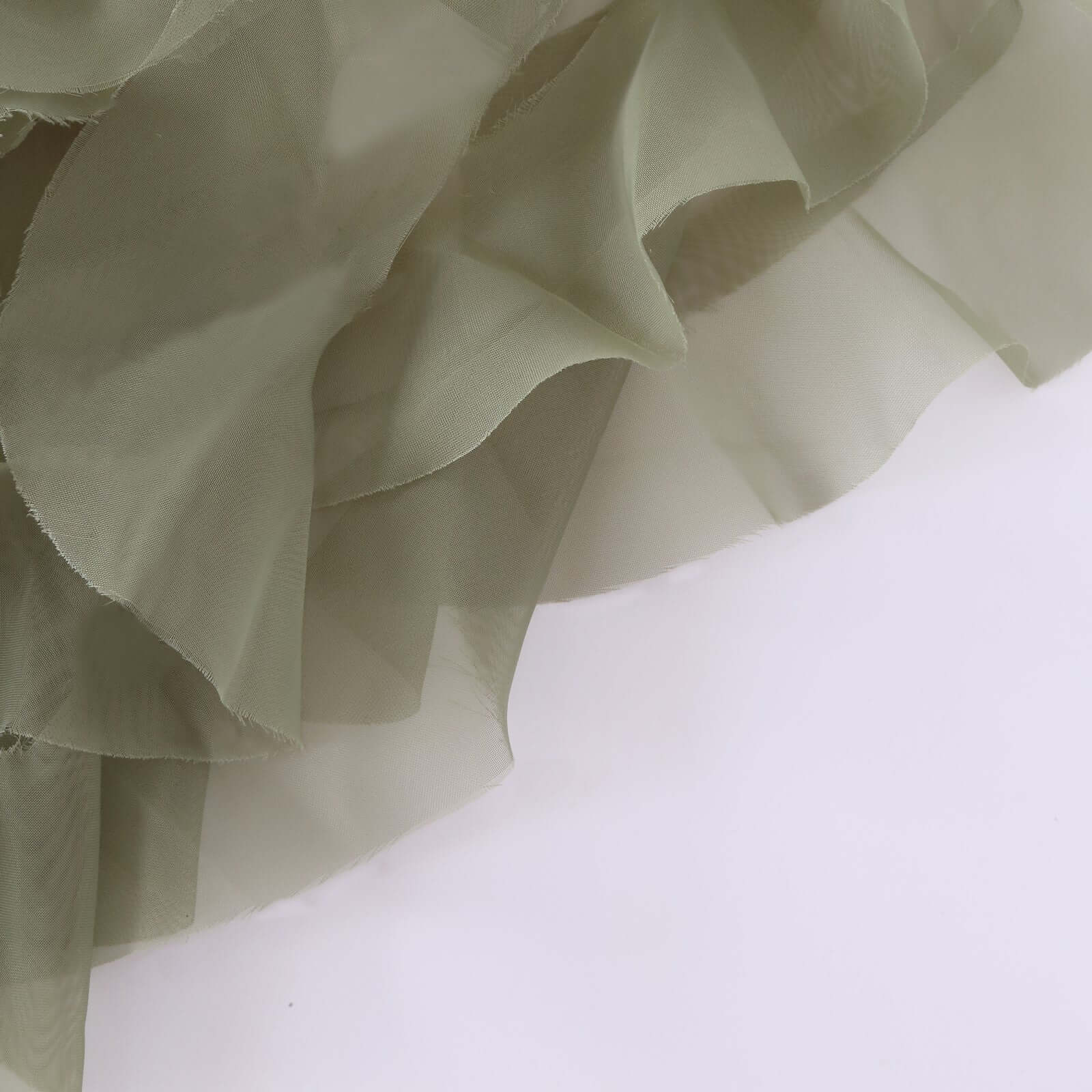 1 Set Chiffon Hoods Chair Sashes with Willow Ruffles Design Dusty Sage Green - Stylish Chair Bow Decor - Bell Racket Store