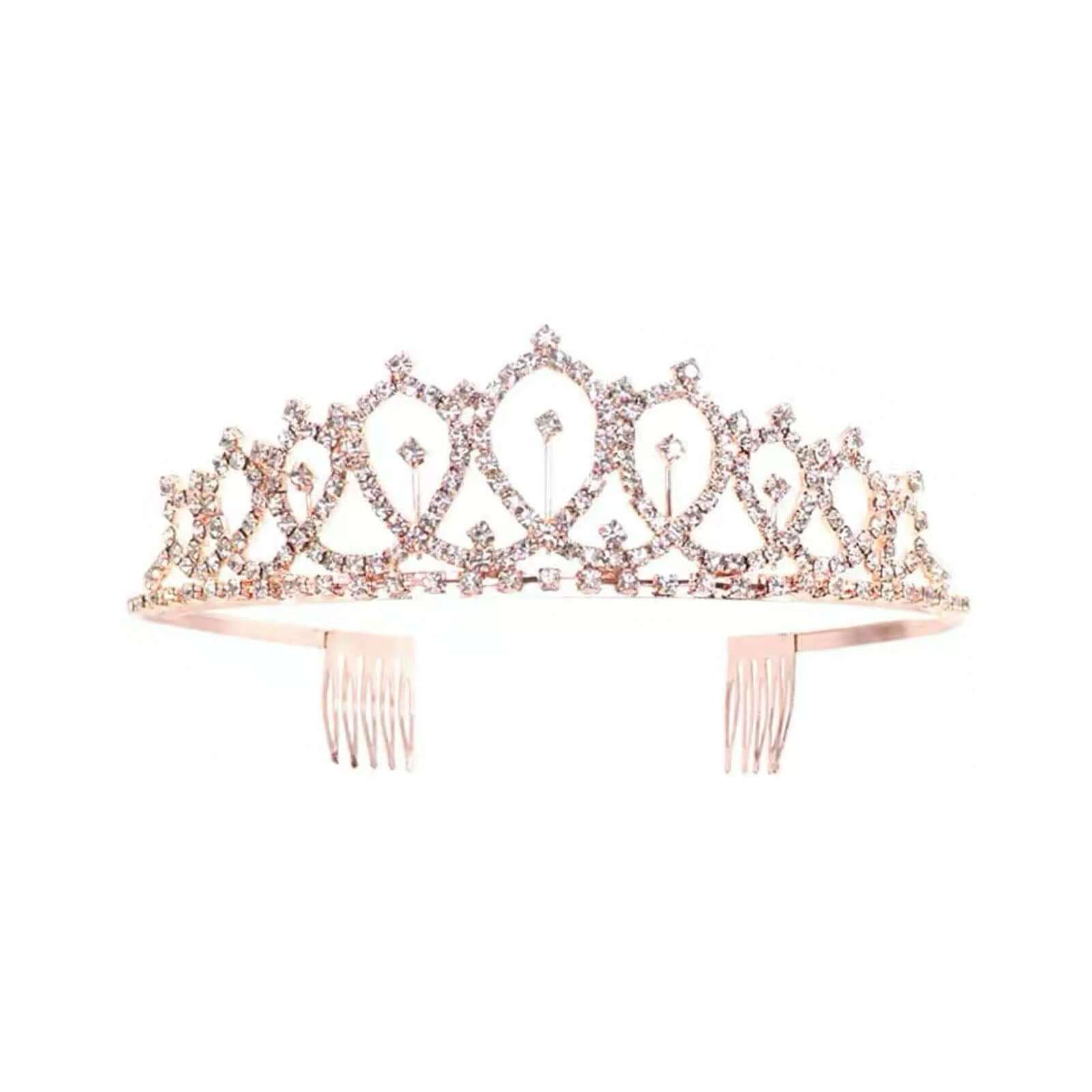 1 Set Rose Gold Bachelorette Party Bride Decor Accessories Kit, White Bridal Veil, Tiara Crown, Glittered Bride To Be Sash, & Stickers - Bell Racket Store
