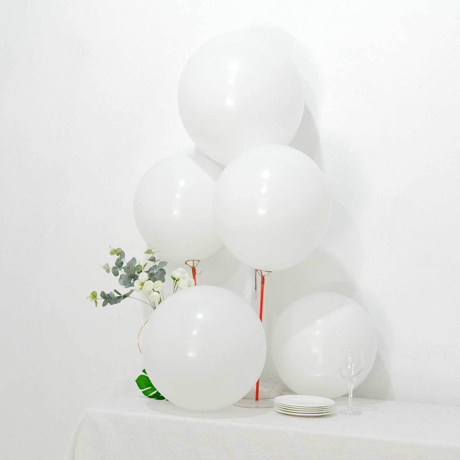 10 Pack 18" Matte Pastel White Helium or Air Latex Party Balloons - Bell Racket Store
