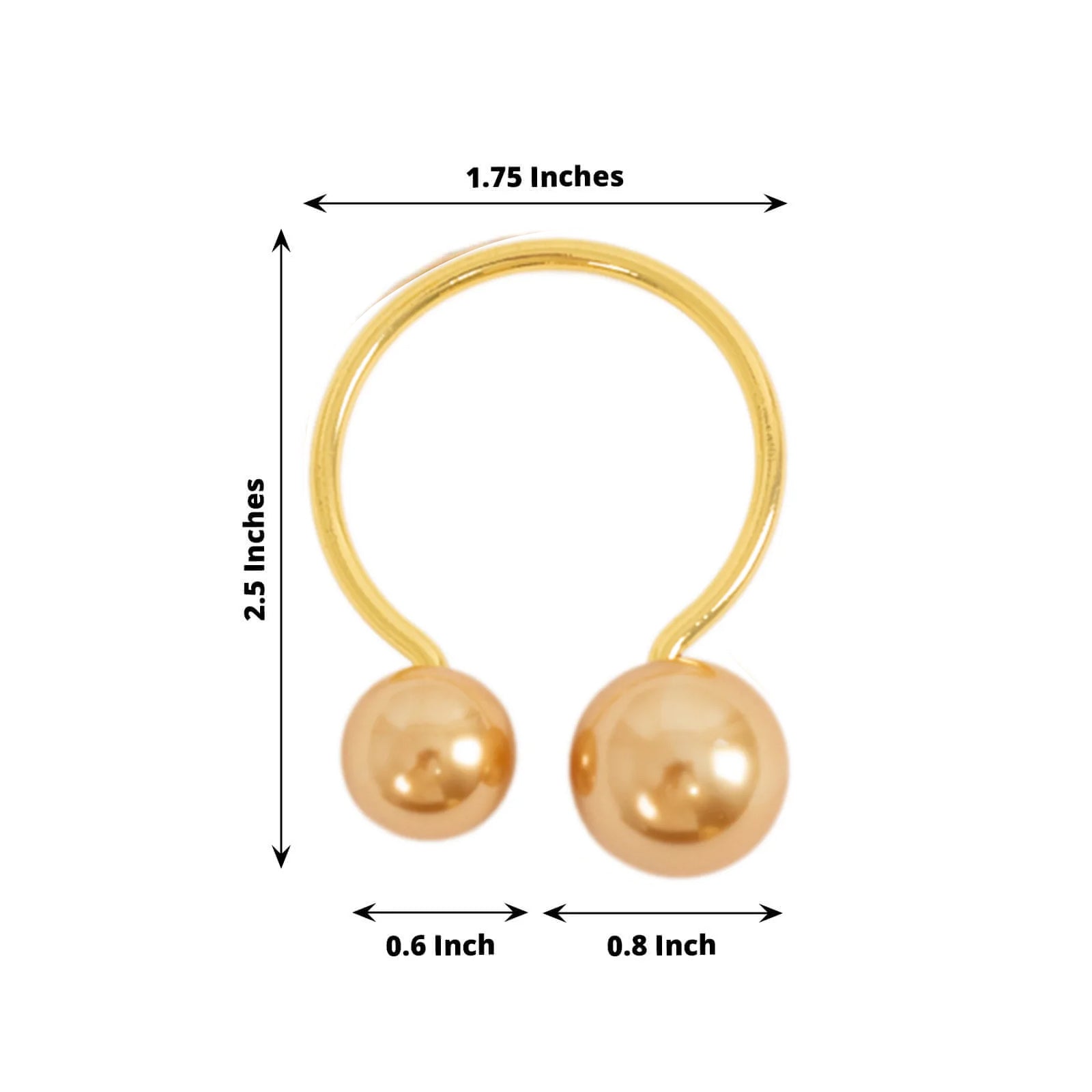 10 Pack Gold Pearl Metal Napkin Holders Dining Table Decor, Elegant Round Wedding Napkin Rings - 2.5" - Bell Racket Store