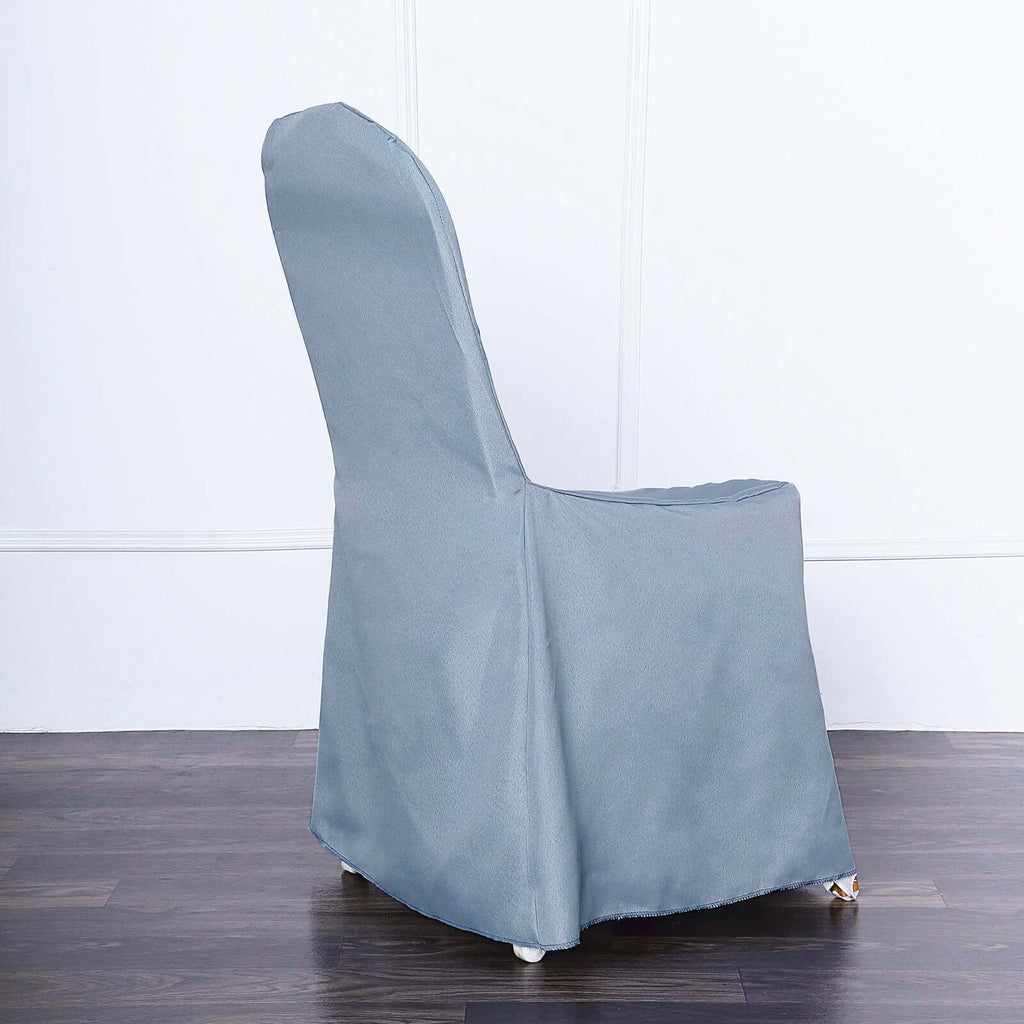 10 Pack Polyester Chair Cover for Banquet Chairs Dusty Blue - Stain - Resistant Reusable Slip - On Slipcover - Bell Racket Store