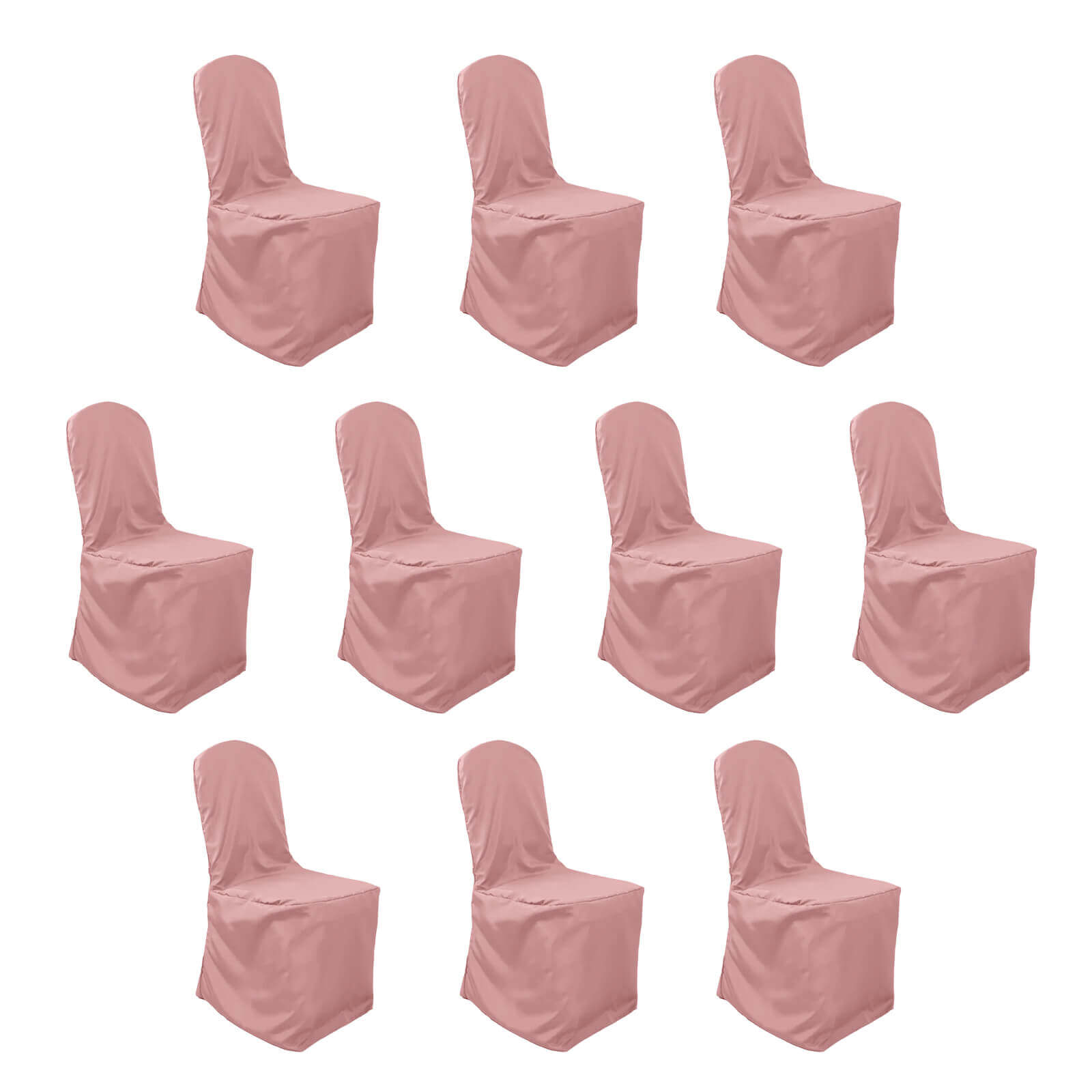 10 Pack Polyester Chair Cover for Banquet Chairs Dusty Rose - Stain - Resistant Reusable Slip - On Slipcover - Bell Racket Store