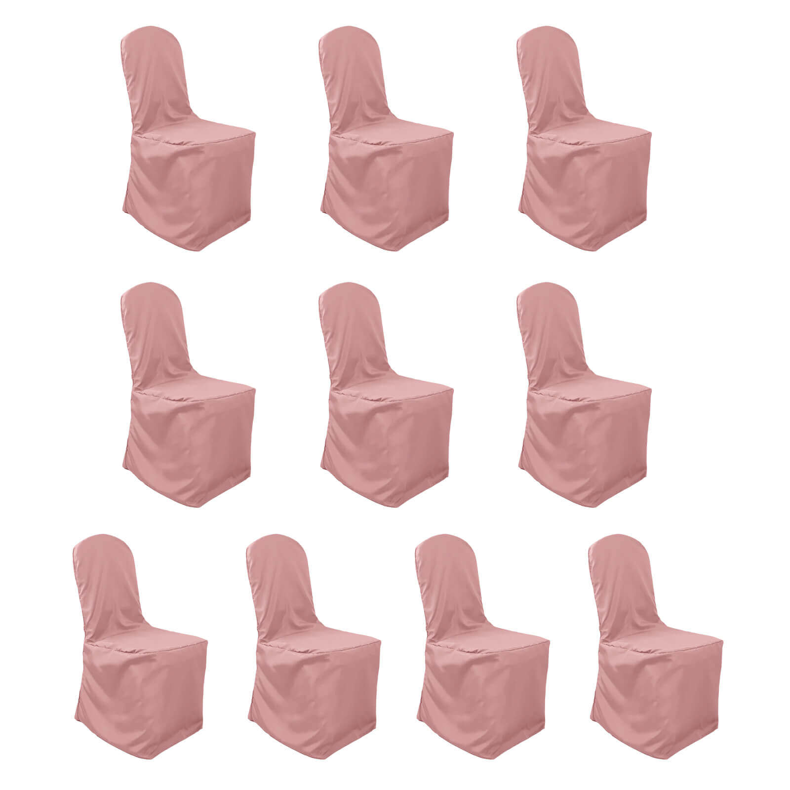 10 Pack Polyester Chair Cover for Banquet Chairs Dusty Rose - Stain - Resistant Reusable Slip - On Slipcover - Bell Racket Store
