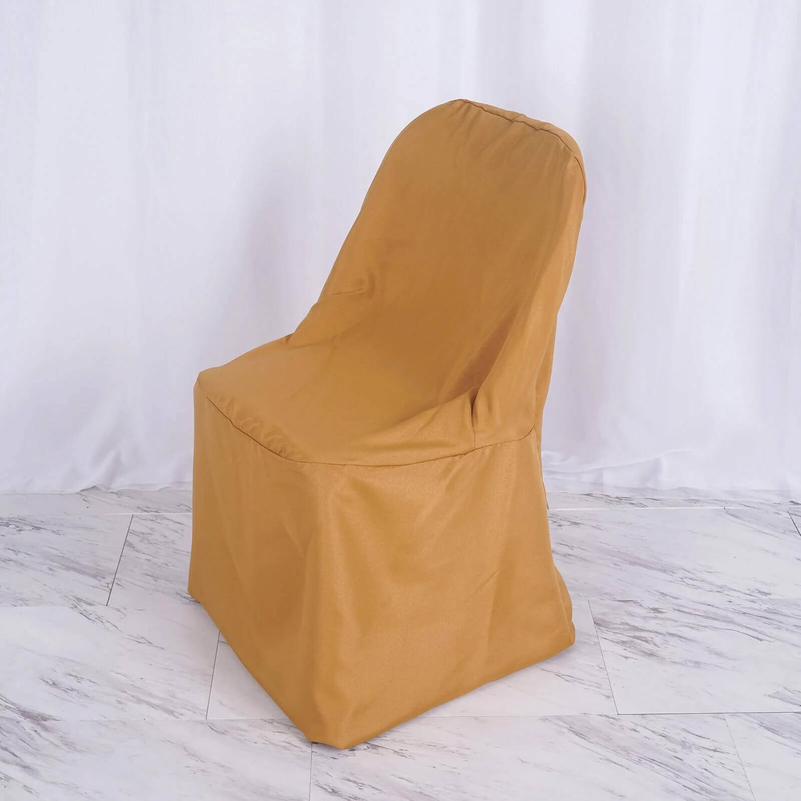 10 Pack Polyester Chair Cover for Banquet Chairs Gold - Stain - Resistant Reusable Slip - On Slipcover - Bell Racket Store
