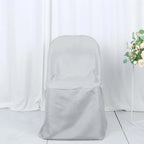 10 Pack Polyester Chair Covers for Folding Chairs Silver - Wrinkle - Free Stain - Resistant Slip - On Slipcovers - Bell Racket Store