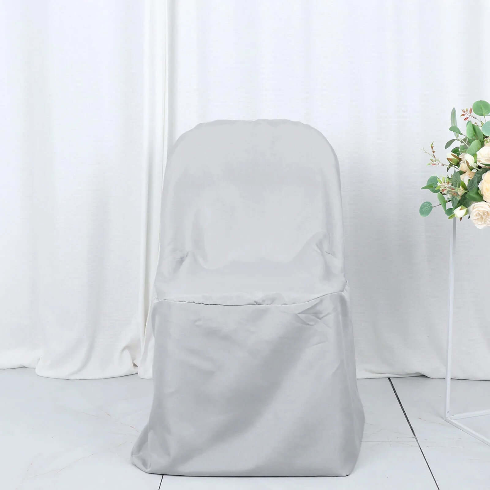 10 Pack Polyester Chair Covers for Folding Chairs Silver - Wrinkle - Free Stain - Resistant Slip - On Slipcovers - Bell Racket Store