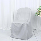 10 Pack Polyester Chair Covers for Folding Chairs Silver - Wrinkle - Free Stain - Resistant Slip - On Slipcovers - Bell Racket Store