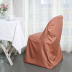 10 Pack Polyester Chair Covers for Folding Chairs Terracotta (Rust) - Wrinkle - Free Stain - Resistant Slip - On Slipcovers - Bell Racket Store