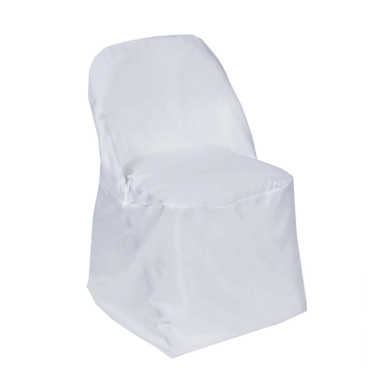 10 Pack Polyester Chair Covers for Folding Chairs White - Wrinkle - Free Stain - Resistant Slip - On Design for Events - Bell Racket Store