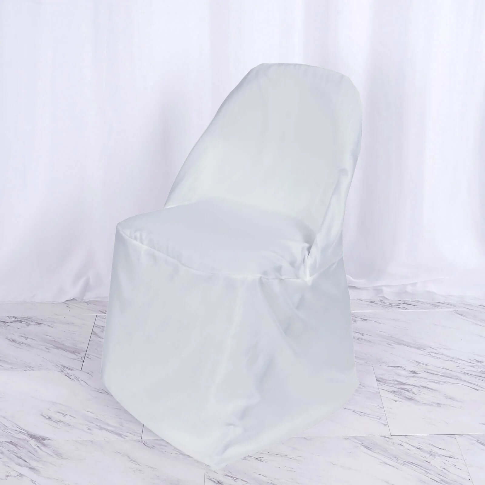 10 Pack Polyester Chair Covers for Folding Chairs White - Wrinkle - Free Stain - Resistant Slip - On Design for Events - Bell Racket Store