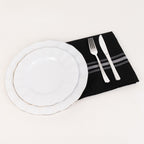 10 Pack Premium Spun Polyester 18"x22" Napkins Black/White Bistro Style - Highly Absorbent Cotton - Like Feel Cloth Napkins - Bell Racket Store