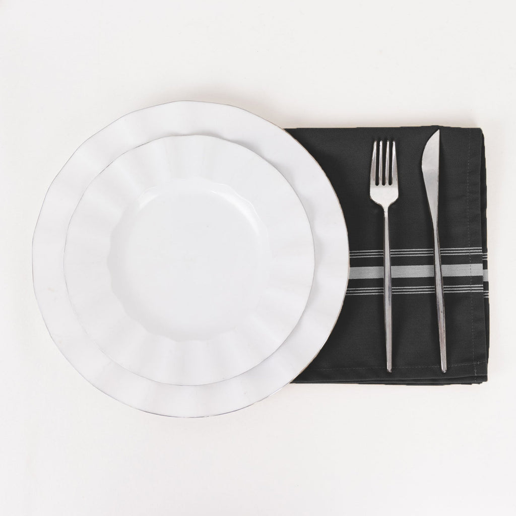 10 Pack Premium Spun Polyester 18"x22" Napkins Black/White Bistro Style - Highly Absorbent Cotton - Like Feel Cloth Napkins - Bell Racket Store