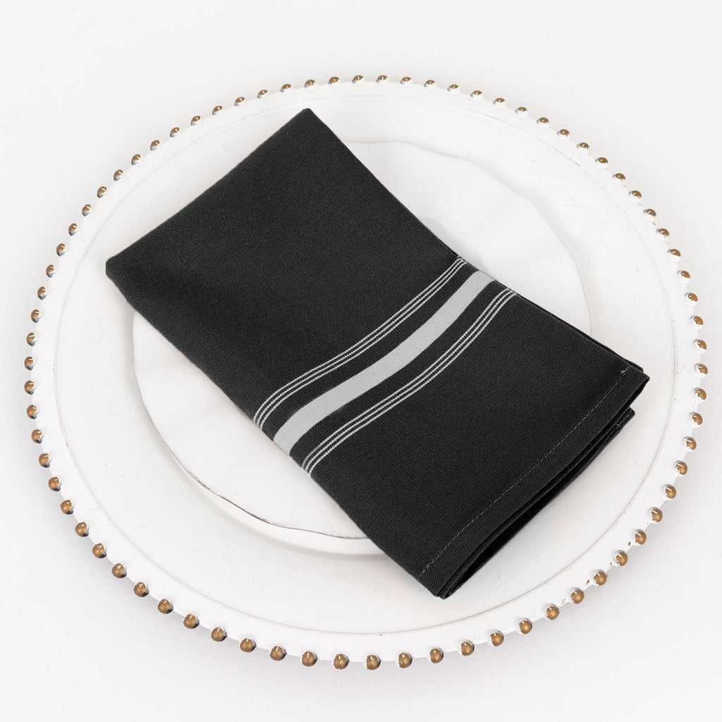 10 Pack Premium Spun Polyester 18"x22" Napkins Black/White Bistro Style - Highly Absorbent Cotton - Like Feel Cloth Napkins - Bell Racket Store