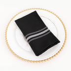 10 Pack Premium Spun Polyester 18"x22" Napkins Black/White Bistro Style - Highly Absorbent Cotton - Like Feel Cloth Napkins - Bell Racket Store