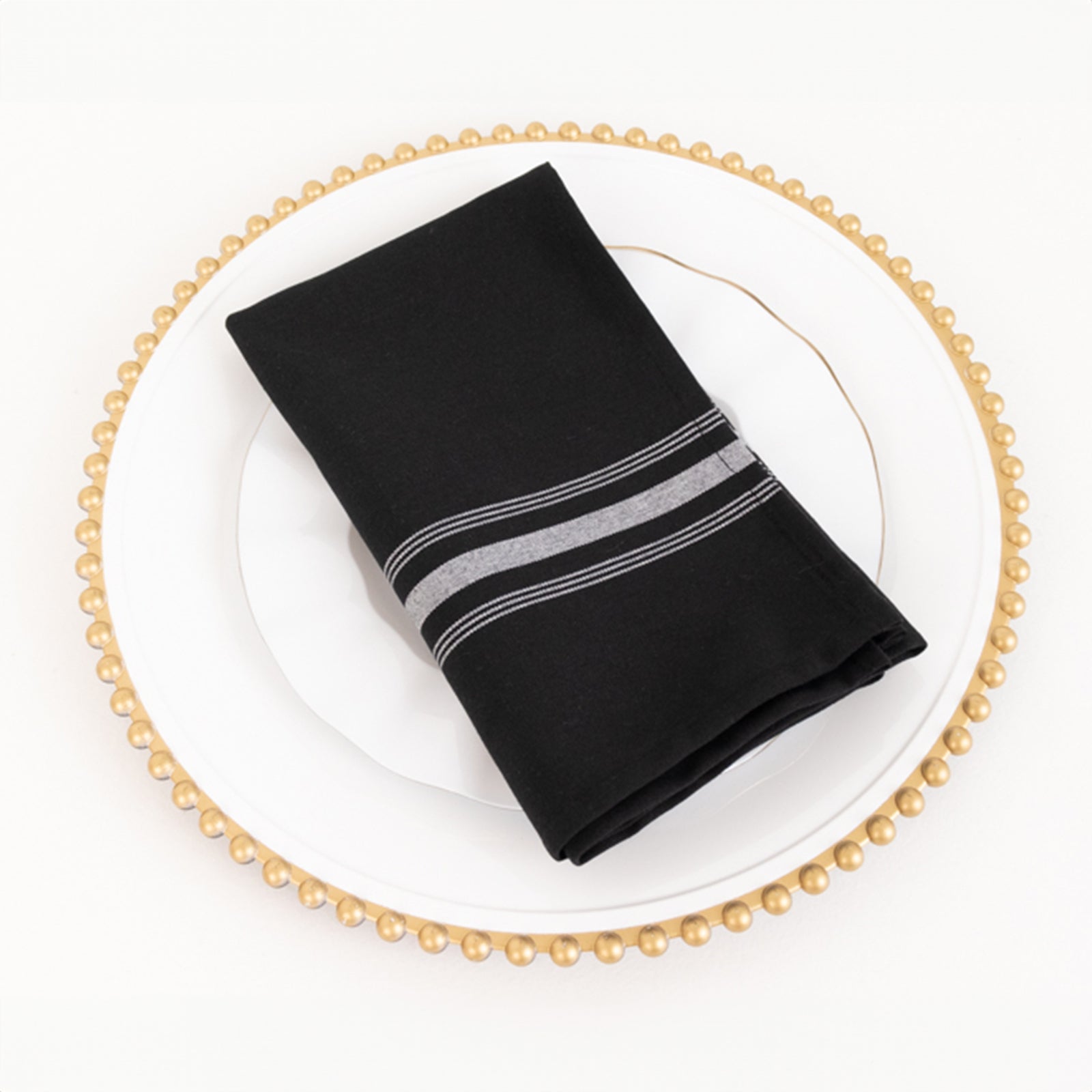 10 Pack Premium Spun Polyester 18"x22" Napkins Black/White Bistro Style - Highly Absorbent Cotton - Like Feel Cloth Napkins - Bell Racket Store