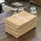10 Pack Premium Spun Polyester 18"x22" Napkins Champagne/White Bistro Style - Highly Absorbent Cotton - Like Feel Cloth Napkins - Bell Racket Store