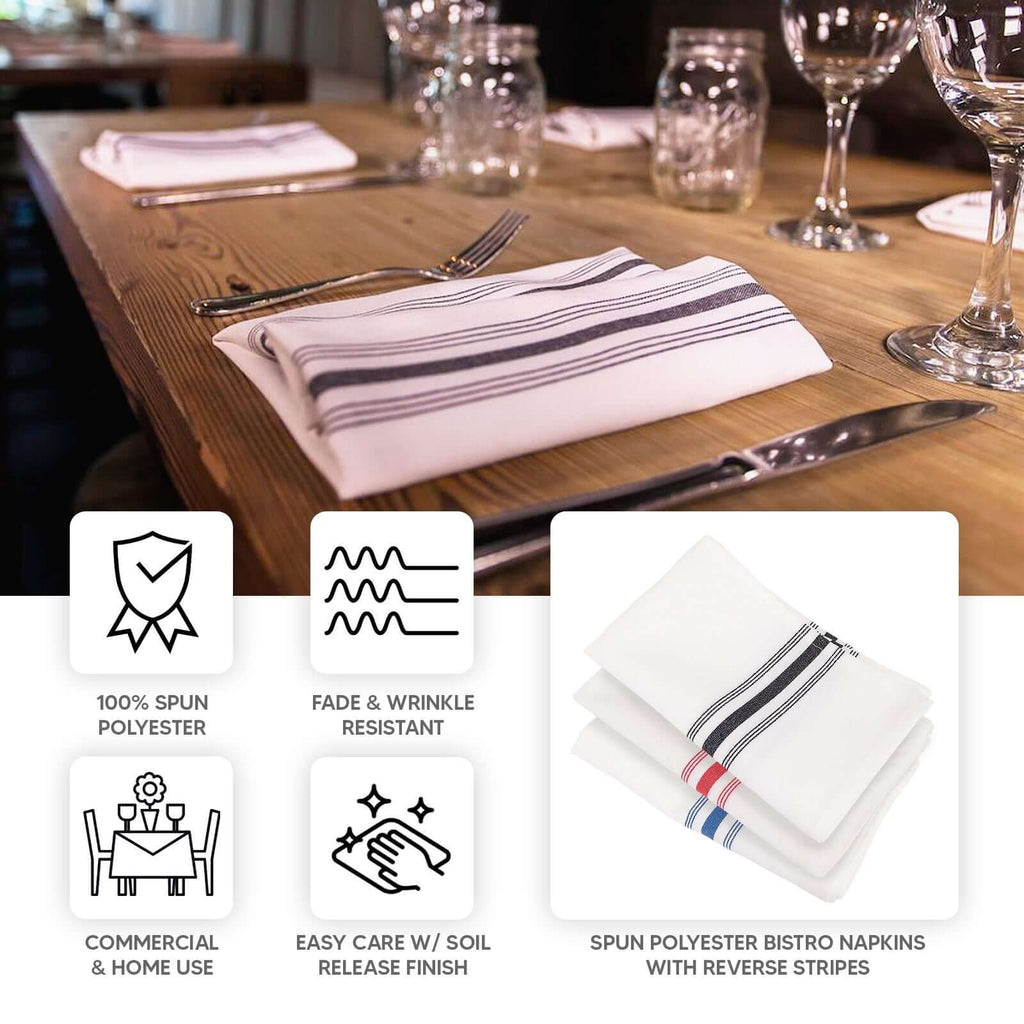 10 Pack Premium Spun Polyester 18"x22" Napkins Champagne/White Bistro Style - Highly Absorbent Cotton - Like Feel Cloth Napkins - Bell Racket Store