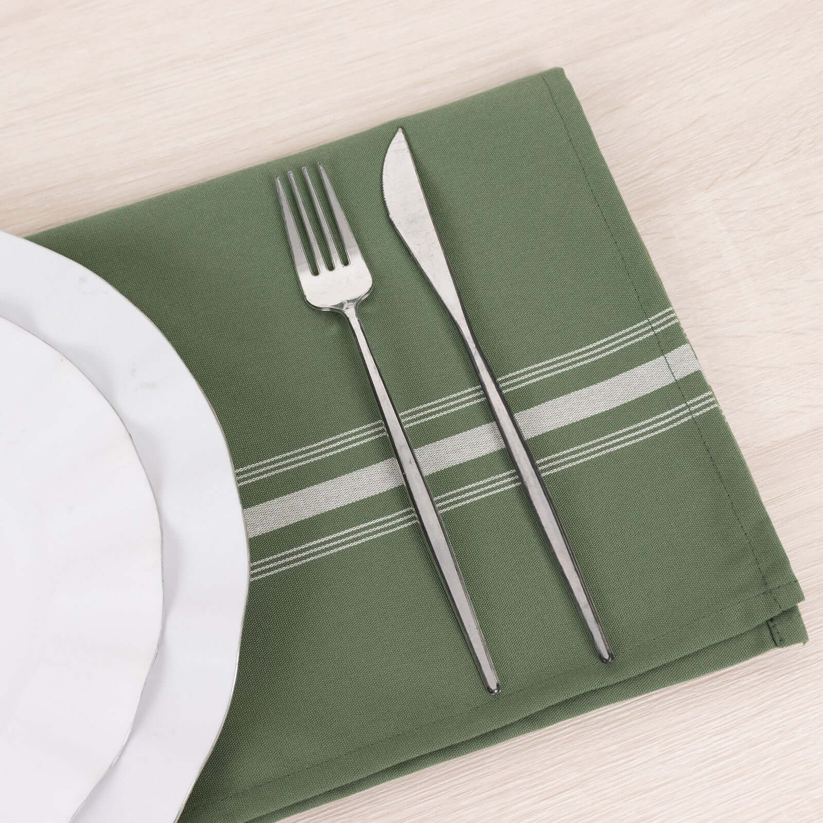 10 Pack Premium Spun Polyester 18"x22" Napkins Dusty Sage Green/White Bistro Style - Highly Absorbent Cotton - Like Feel Cloth Napkins - Bell Racket Store