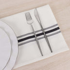 10 Pack Premium Spun Polyester 18"x22" Napkins White/Black Bistro Style - Highly Absorbent Cotton - Like Feel Cloth Napkins for Everyday Dining or Celebrations - Bell Racket Store