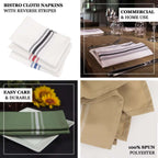 10 Pack Premium Spun Polyester 18"x22" Napkins White/Black Bistro Style - Highly Absorbent Cotton - Like Feel Cloth Napkins for Everyday Dining or Celebrations - Bell Racket Store