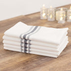 10 Pack Premium Spun Polyester 18"x22" Napkins White/Gray Bistro Style - Highly Absorbent Cotton - Like Feel Cloth Napkins - Bell Racket Store