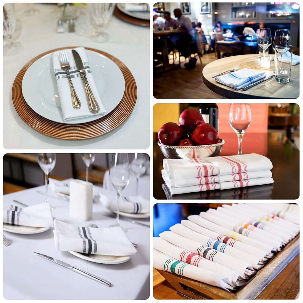 10 Pack Premium Spun Polyester 18"x22" Napkins White/Gray Bistro Style - Highly Absorbent Cotton - Like Feel Cloth Napkins - Bell Racket Store