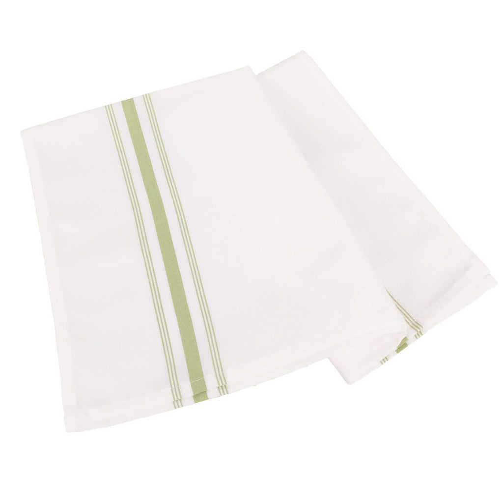 10 Pack Premium Spun Polyester 18"x22" Napkins White/Sage Green Bistro Style - Highly Absorbent Cotton - Like Feel Cloth Napkins - Bell Racket Store