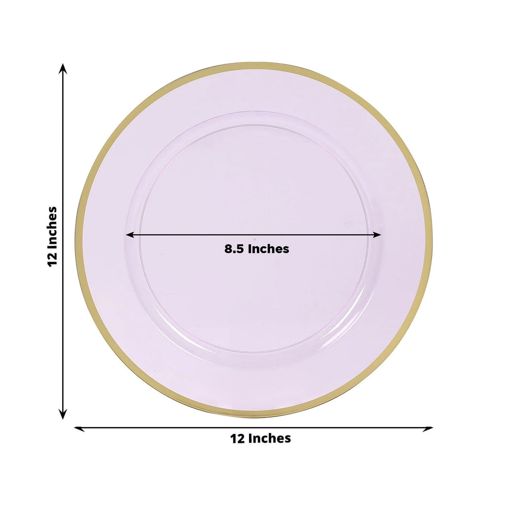 10 Pack Purple Economy Plastic Charger Plates With Gold Rim, 12" Round Transparent Dinner Chargers Event Tabletop Decor - Bell Racket Store