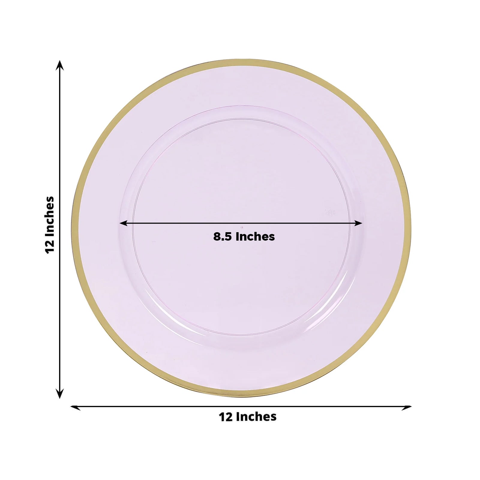 10 Pack Purple Economy Plastic Charger Plates With Gold Rim, 12" Round Transparent Dinner Chargers Event Tabletop Decor - Bell Racket Store