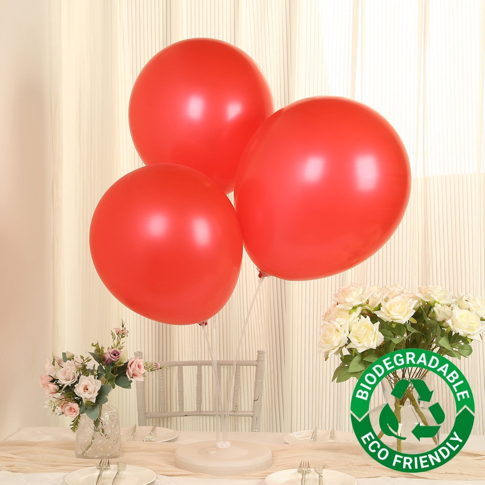 10 Pack Red Biodegradable Balloons, 18" Thickened Extra Strong Eco - friendly Latex Helium Party Balloons - Bell Racket Store