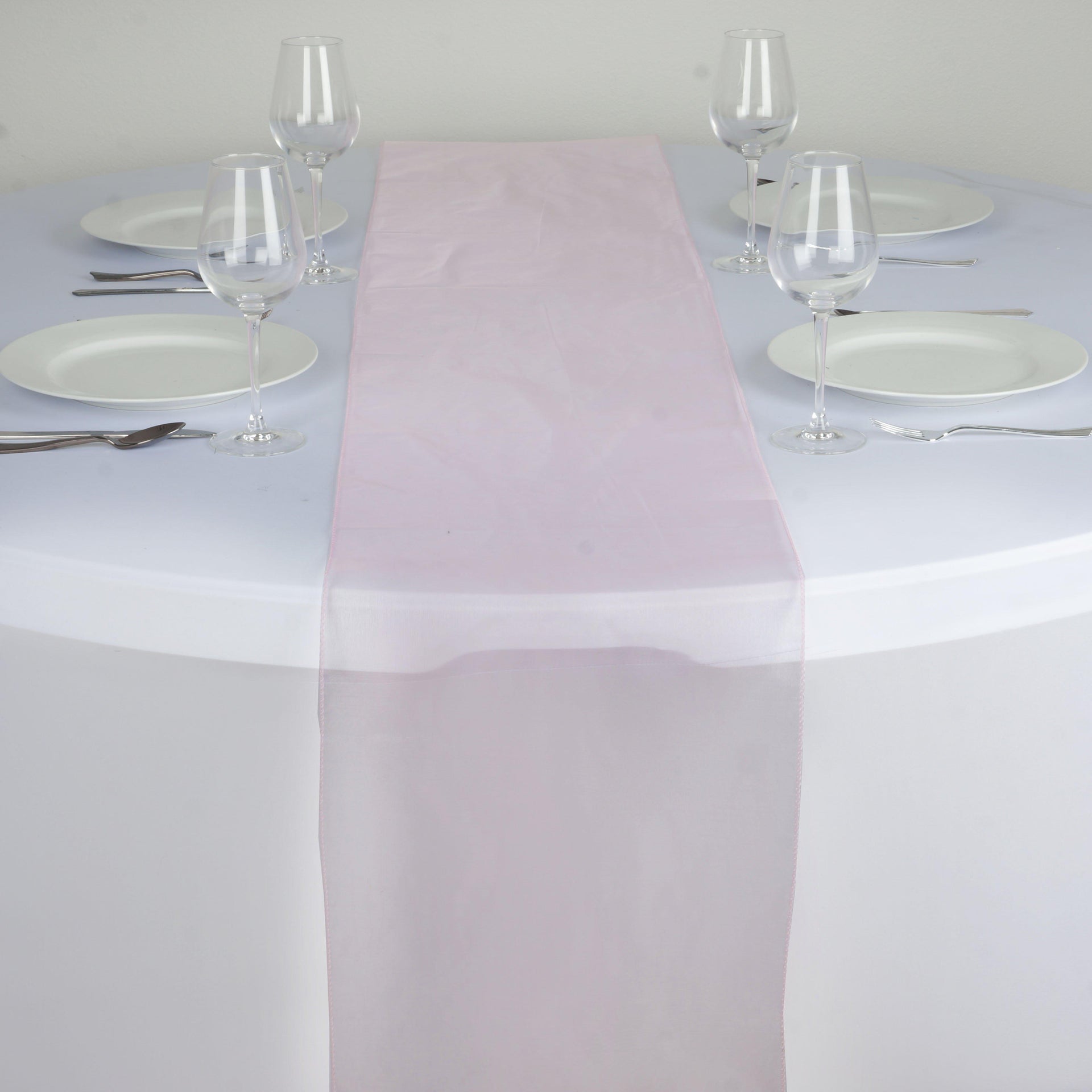 10 Pack Sheer Organza 14"x108" Table Runners Pink - Soft and Lightweight Table Accent