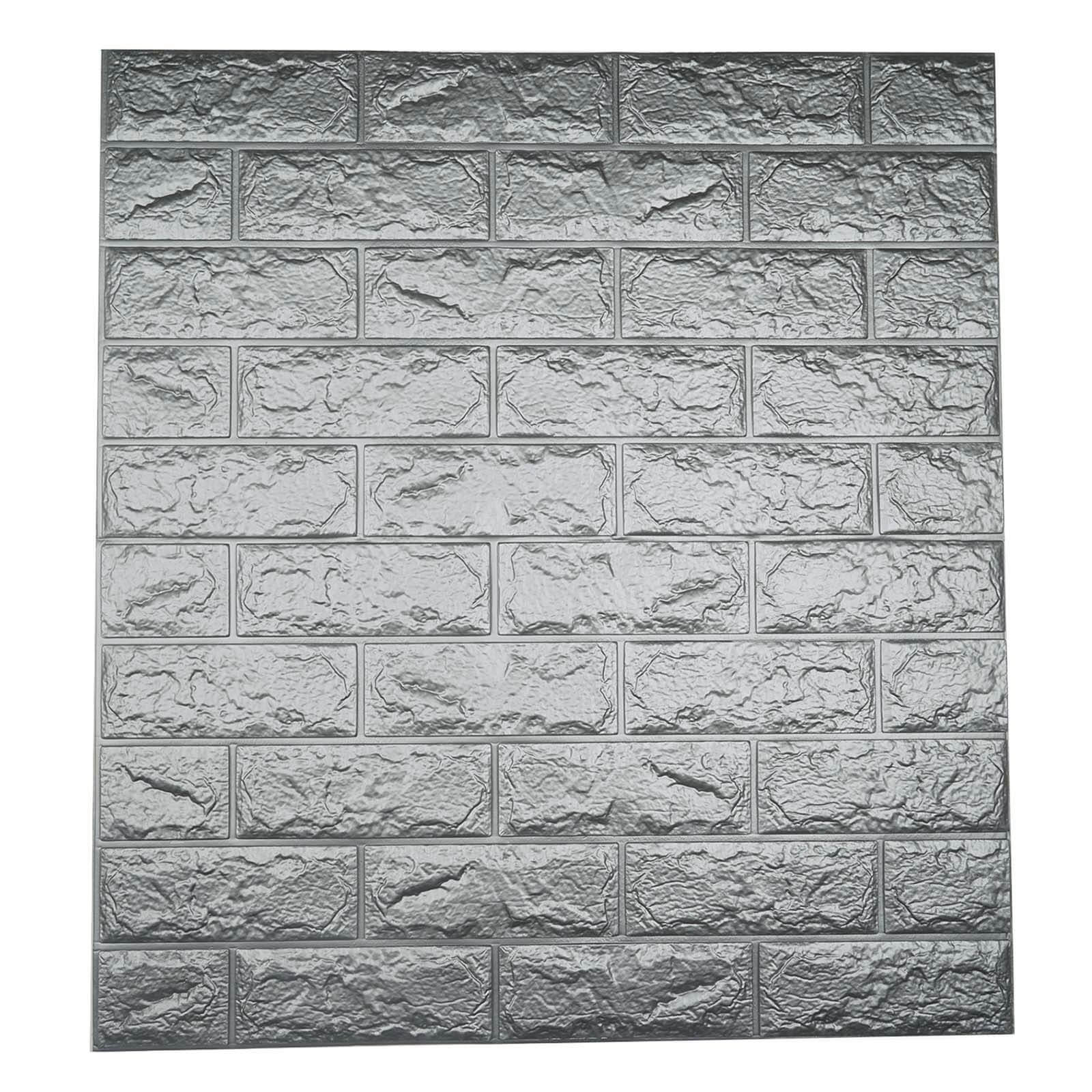 10 Pack Silver foam Brick Peel And Stick 3D Wall Tile Panels - Covers 58sq.ft - Bell Racket Store