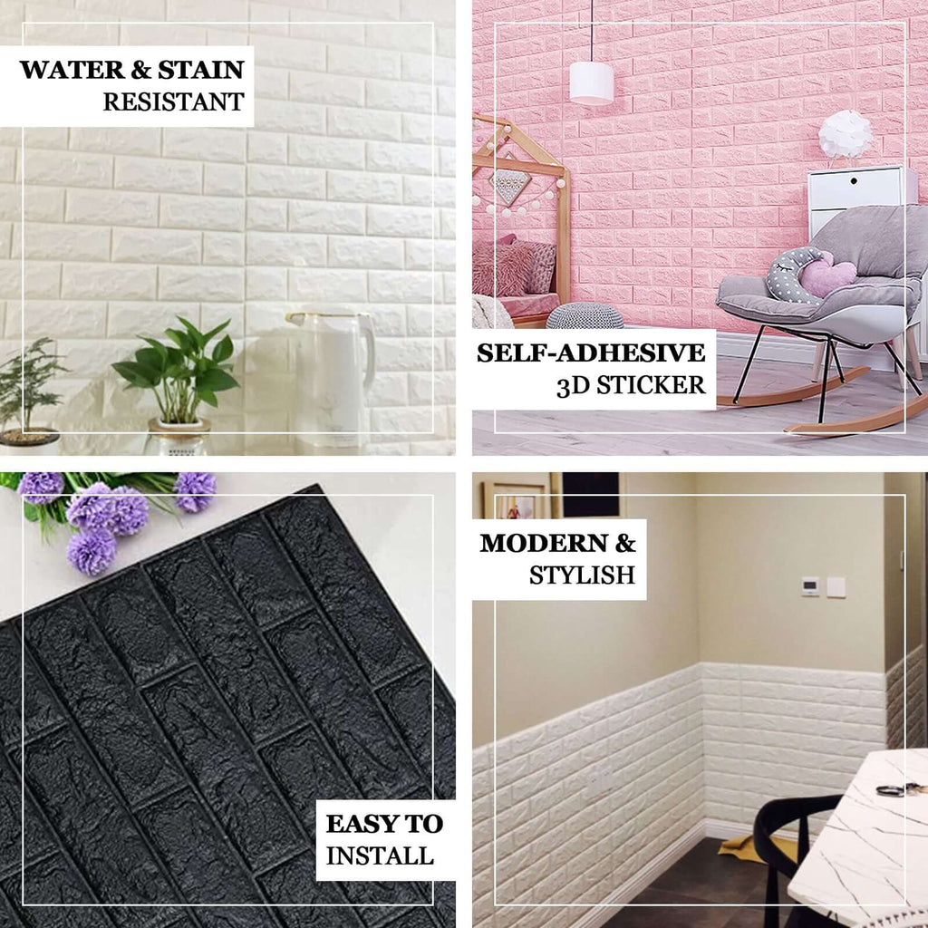 10 Pack Silver foam Brick Peel And Stick 3D Wall Tile Panels - Covers 58sq.ft - Bell Racket Store
