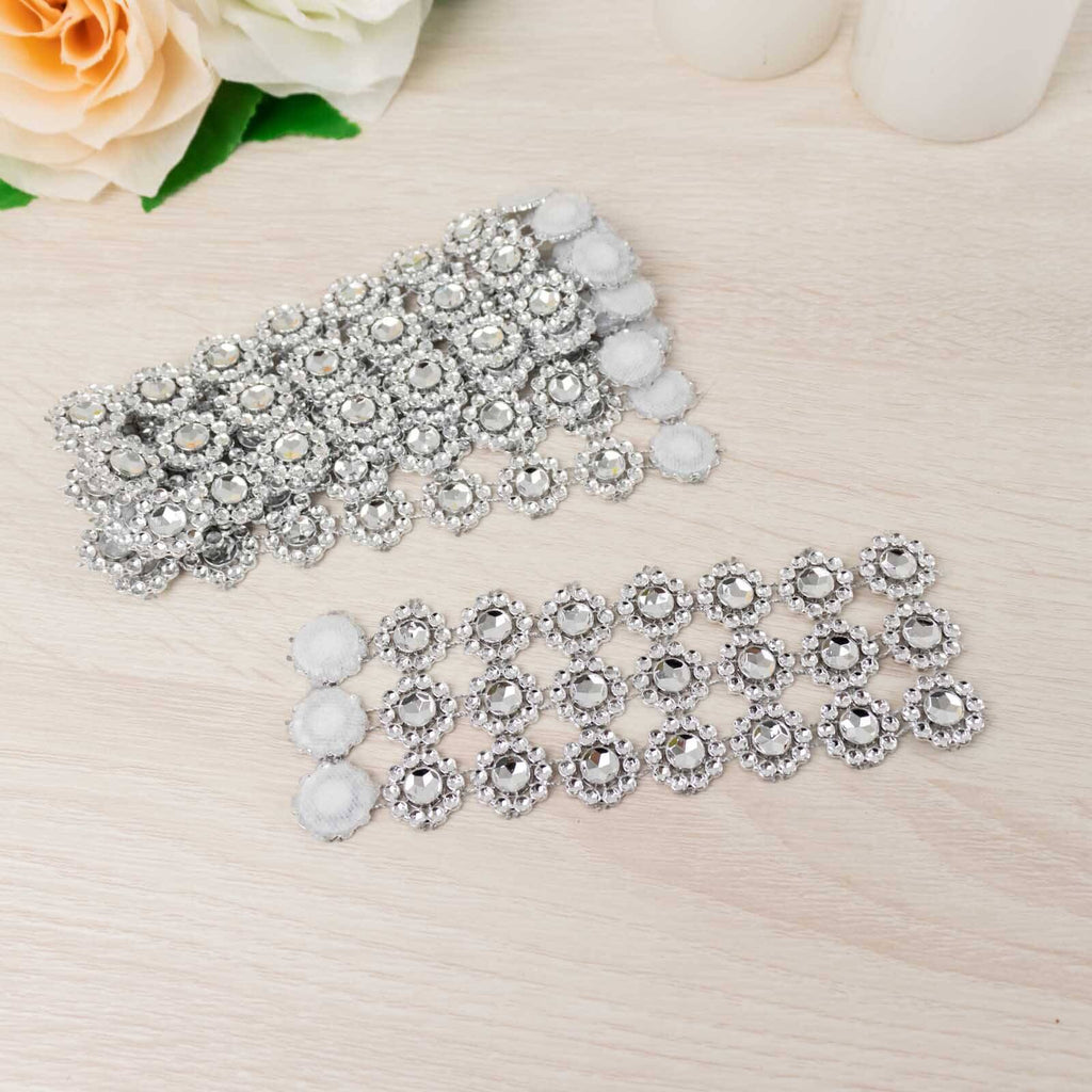 10 Pack Silver Sunflower Diamond Rhinestones Napkin Holders With Velcro, Elegant Wedding Napkin Rings - Bell Racket Store