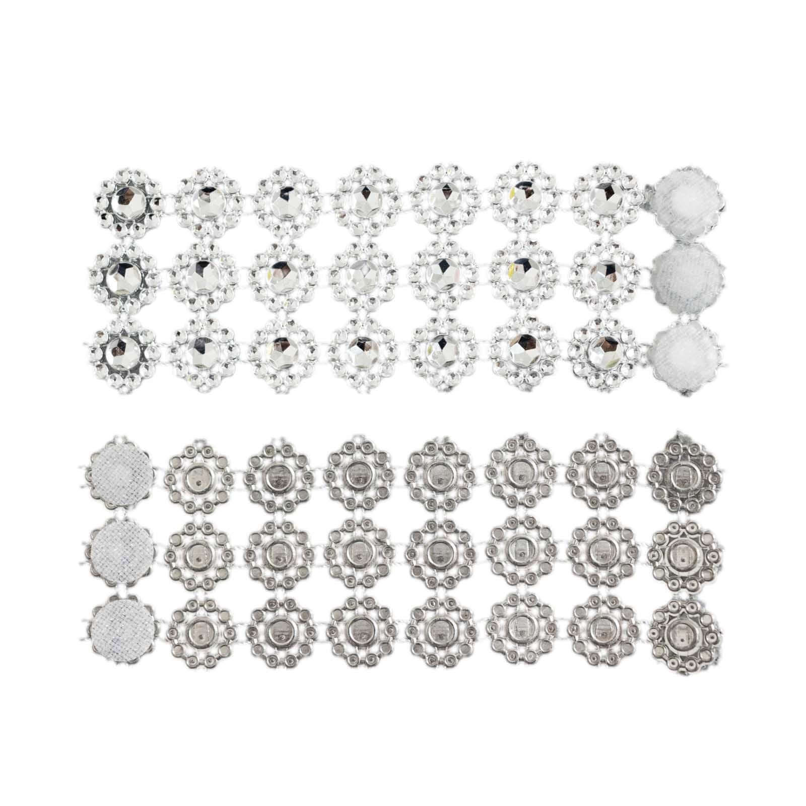 10 Pack Silver Sunflower Diamond Rhinestones Napkin Holders With Velcro, Elegant Wedding Napkin Rings - Bell Racket Store