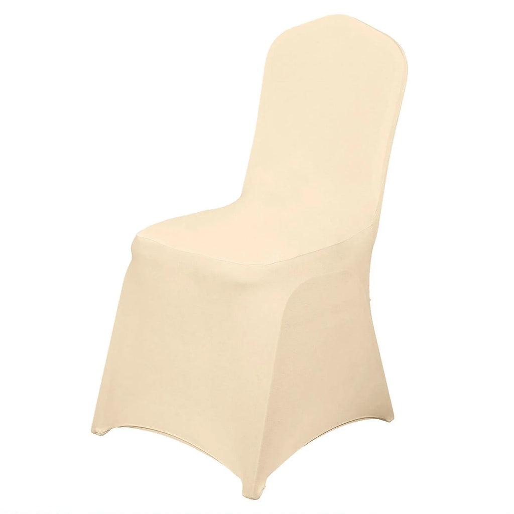 10 Pack Spandex Chair Covers for Banquet Chairs Beige - Durable Reusable Stretch Slip - On Covers - Bell Racket Store