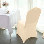 10 Pack Spandex Chair Covers for Banquet Chairs Beige - Durable Reusable Stretch Slip - On Covers - Bell Racket Store
