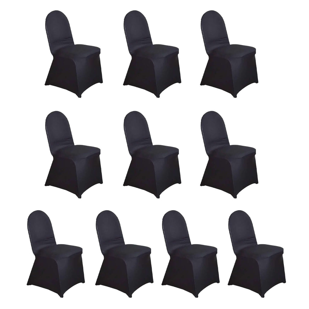 10 Pack Spandex Chair Covers for Banquet Chairs Black - Durable Reusable Stretch Slip - On Covers for Gatherings - Bell Racket Store